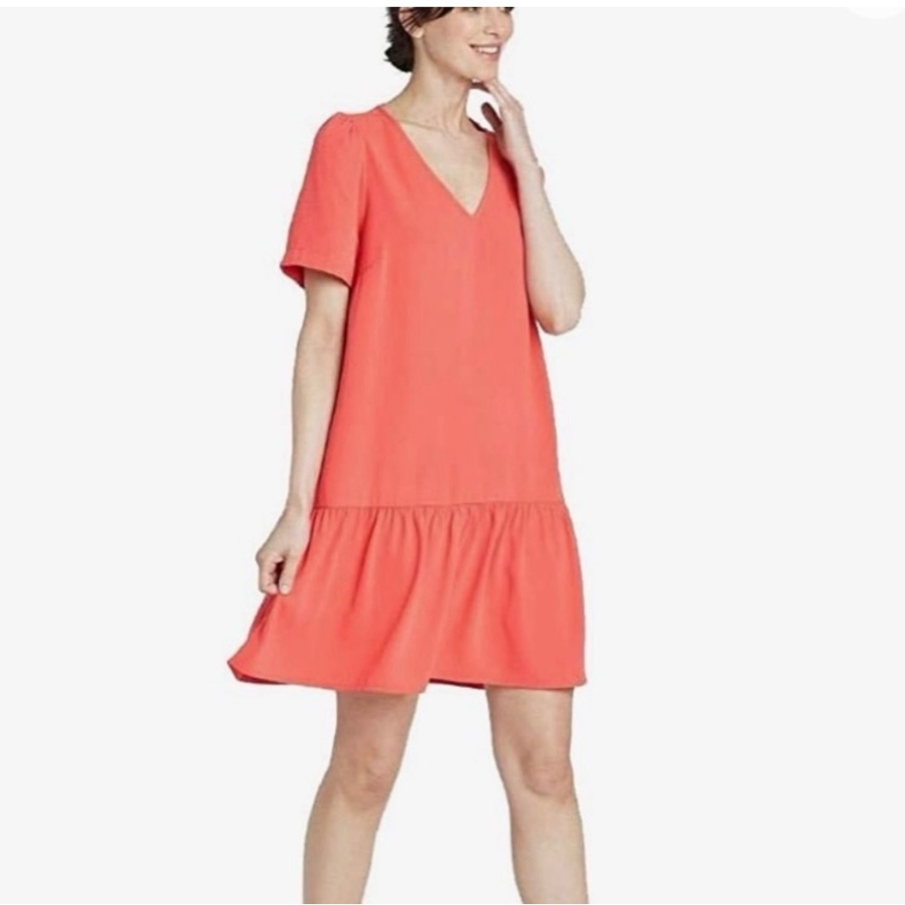 A New Day Coral Short Sleeve v- neck Dress size small